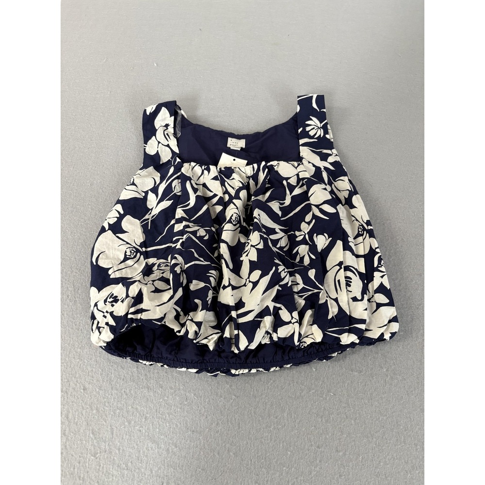 A New Day‎ Top Womens Large Navy Floral Tank Sleeveless Blouse 100% Cotton New